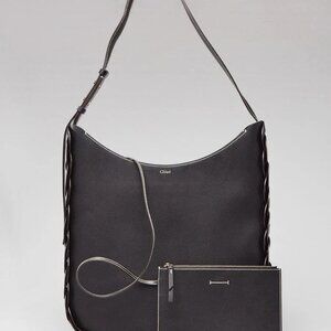 Chloe Black Grained Leather Medium Darryl Hobo Bag